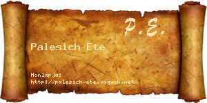 Palesich Ete névjegykártya